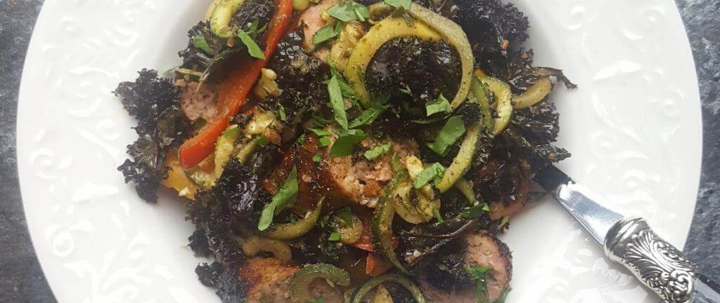 Healthy kale and tomato pesto courgetti recipe