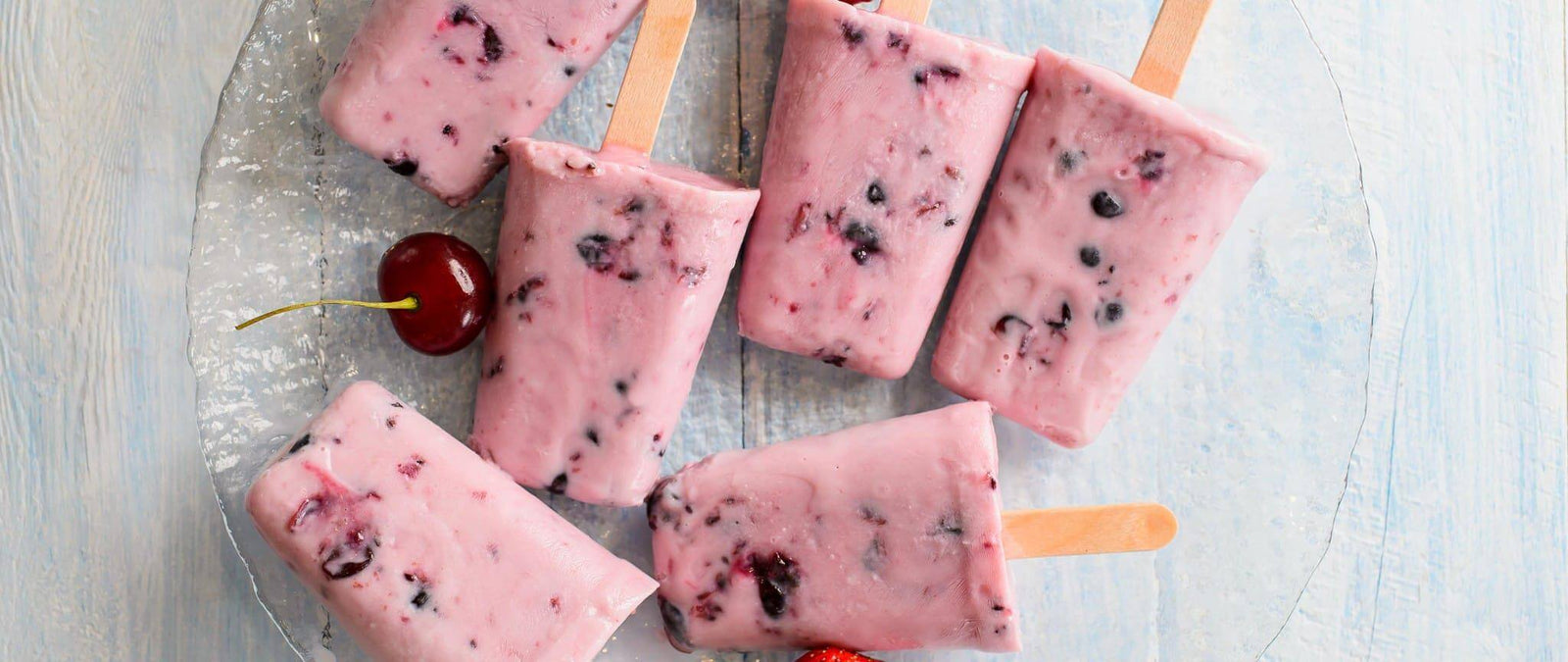 Summer healthy cherry and coconut ice lolly recipe