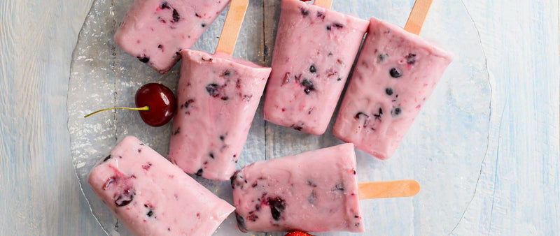 Summer healthy cherry and coconut ice lolly recipe