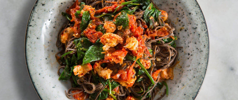 Low-calorie crayfish and tomato protein pasta recipe