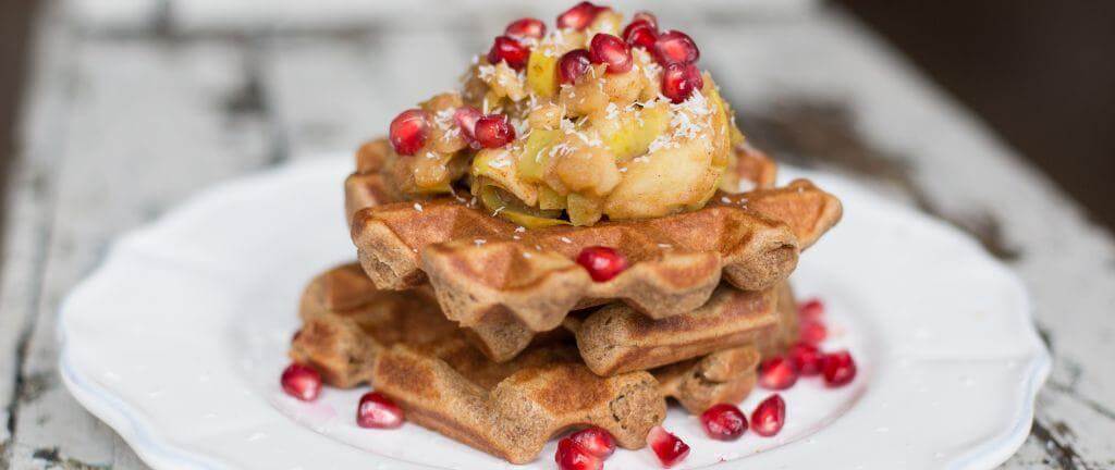 Gluten-free waffle recipe with cinnamon spiced apple