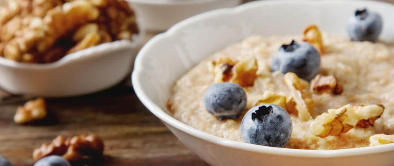 High protein breakfast: Blueberry and ginger porridge