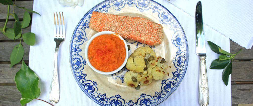 Roast salmon & sweet potato mash recipe, high omega 3