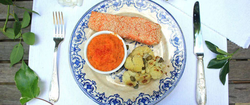 Roast salmon & sweet potato mash recipe, high omega 3
