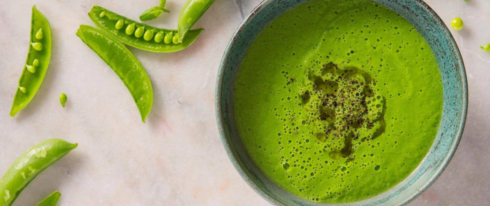 Healthy basil, pea and edamame soup recipe, dairy-free